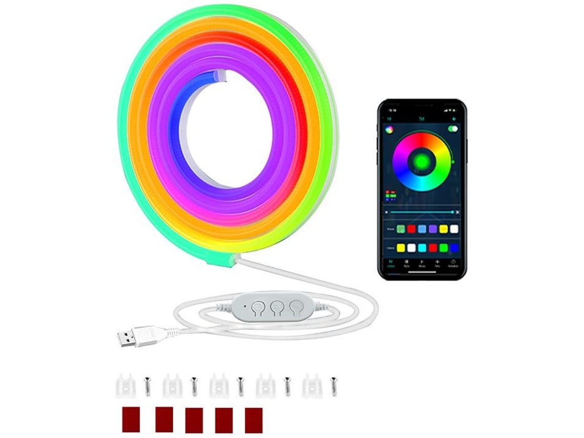 Banda De Luz Neón De Silicona Led Arcoíris De 6 6 Pies Impermeable Ip68 Alimentación Usb 5 V Personaliza Tu Propio Cuarto Gusshious