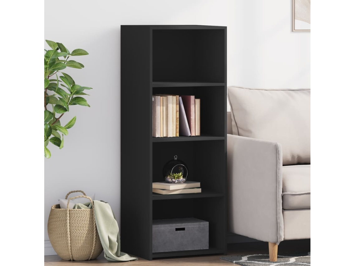 Aparador Alto Madera Ingeniería Negro 45x41x124 Cm