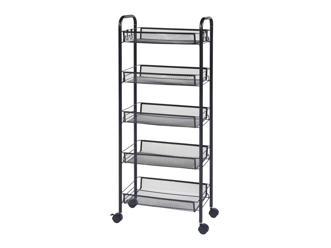 Carrito de cocina Tromsø con 5 cestas acero 103x44x26cm - Negro [EN.CASA]