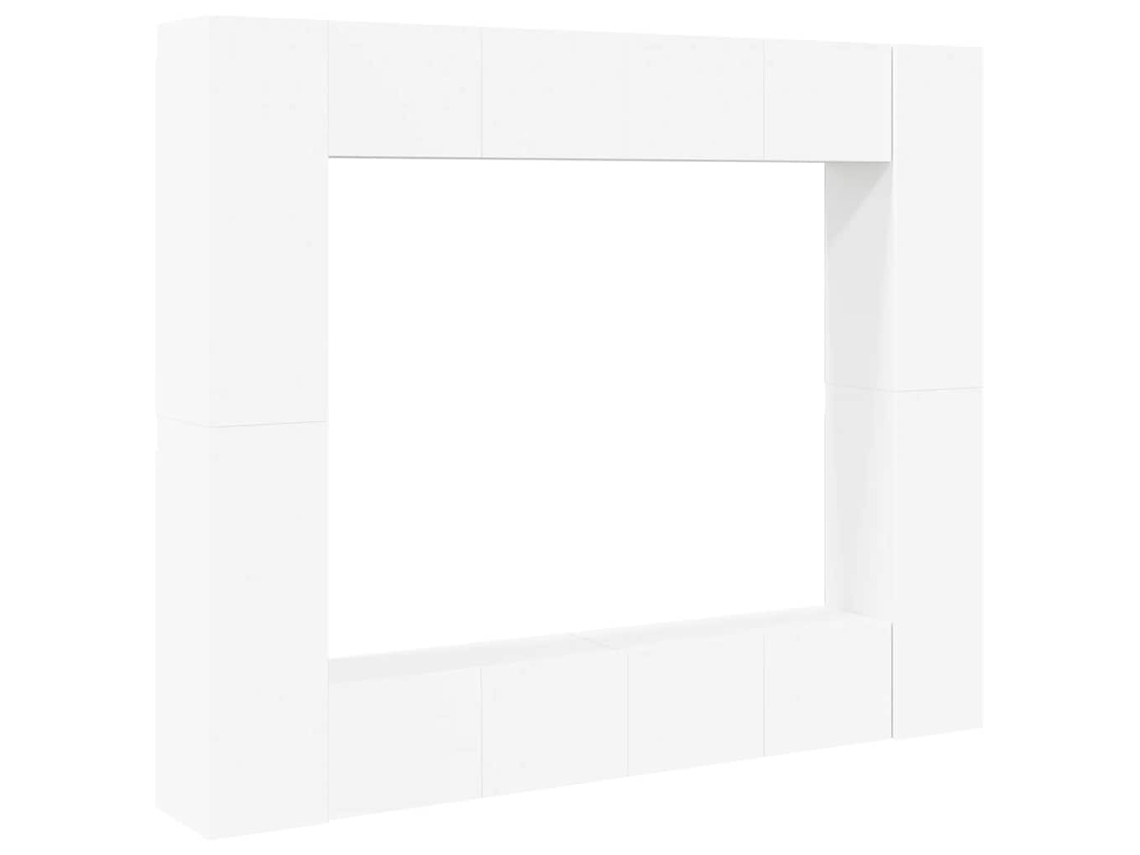 Conjunto de muebles para TV de 8 piezas de madera contrachapada blanca EXCLUSIVO DE MAISON