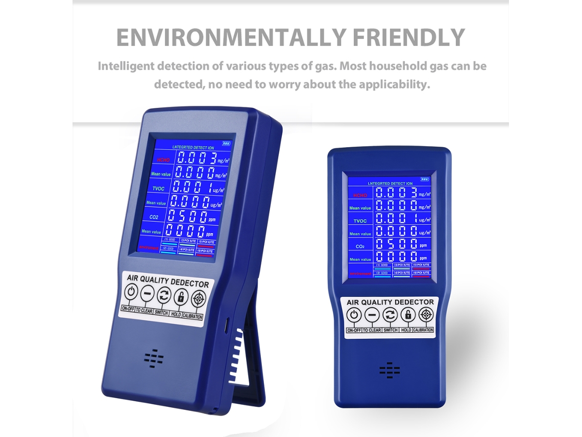 Analizador De Calidad Del Aire Multifuncional Portátil, Detector De Co2 Ppm, Hcho, Tvoc, Aqi, Analizador De Gases Domésticos