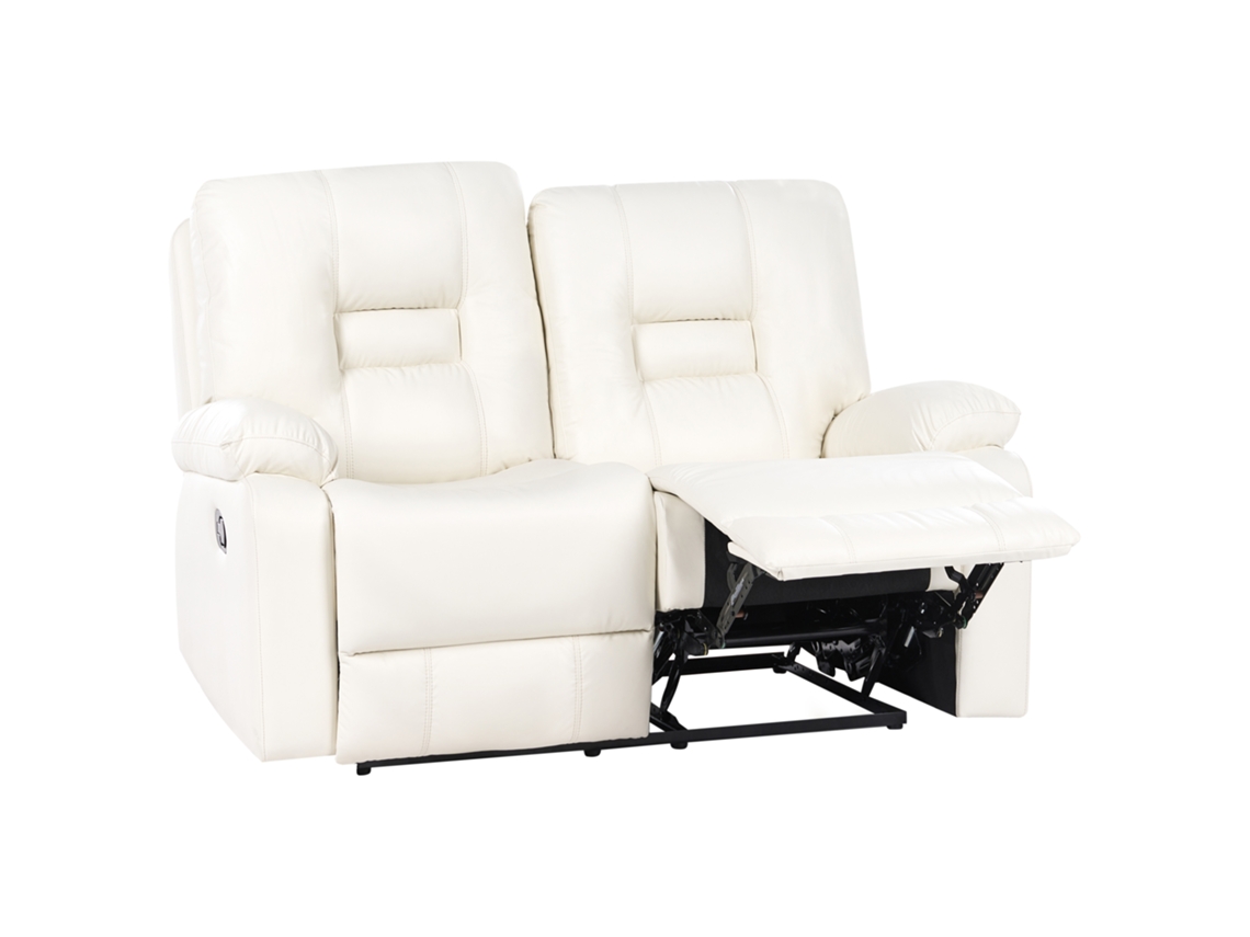Sofá De 2 Lugares Beliani Bergen De Pele Sintética Branco 149x72x101