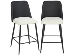 Conjunto Banquetas Altas Estofadas Em Linho E Pu Preto