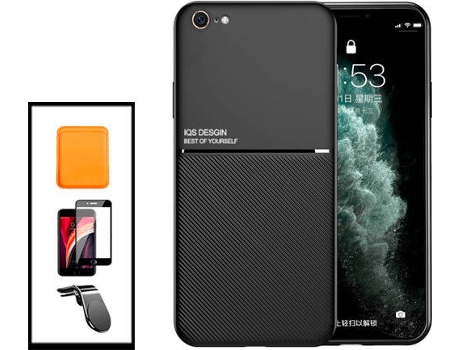 Kit Carcasa Magnética Anti Choque + Cartera + Protector de Pantalla iPhone SE 2022 G4M Negro