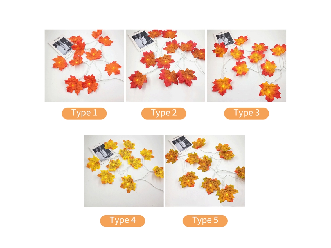 Tiras De Luces Led Con Diseño De Hoja De Arce Para Halloween, 40 Led, 6 M, Ip65, Funcionan Con Pilas.