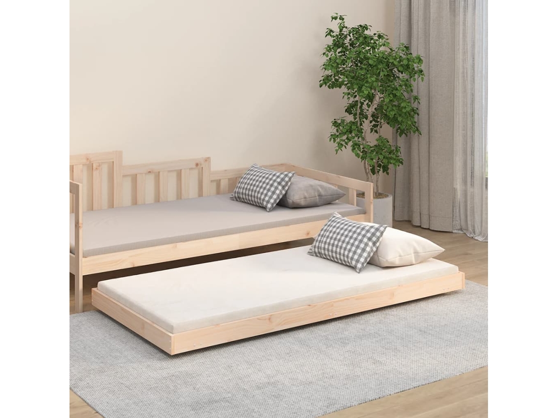 Estructura De Cama Sin Colchón Madera Maciza Pino 75x190 Cm