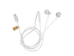 Fones De Ouvido Type C Metal Hifi Estéreo Bass Profundo Cancelamento De Ruído Com Microfone Controle De Volume Branco