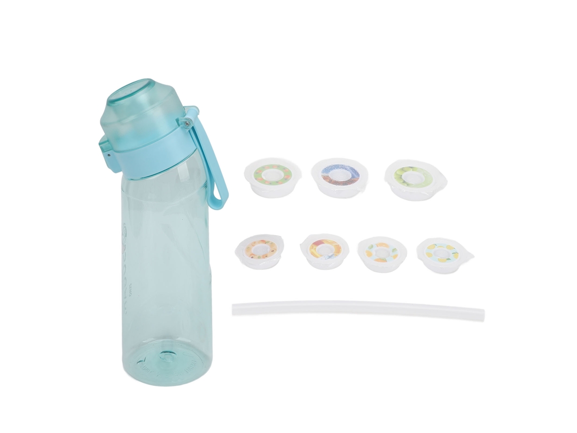 Garrafa de Água com 7 Sabores de Frutas 650ml para Esportes Ao Ar Livre Transparente Azul