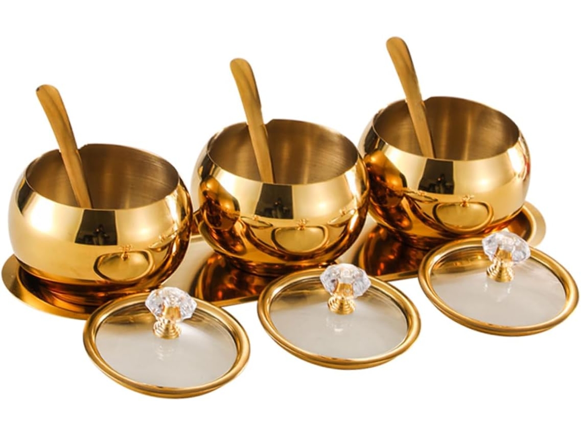 Recipientes Para Té Y Especias De Acero Inoxidable Con Cuchara, Azucarero Y Organizador De Frascos.