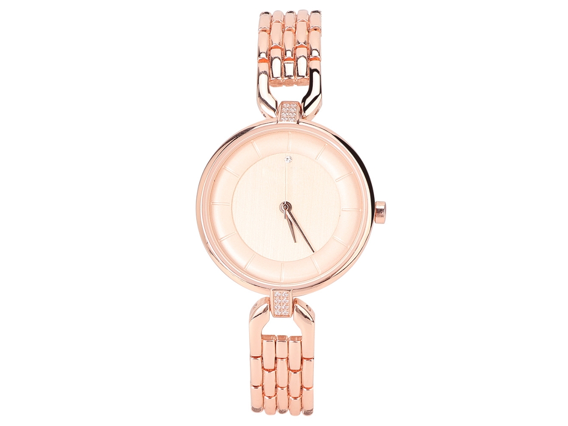 Reloj De Moda Para Mujer Con Brazalete De Acero Aleado, Movimiento De Cuarzo, Resistente Al Agua, Oro Rosa.