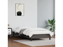 Estructura De Cama Sin Colchón Cuero Sintético Gris 90x200 Cm