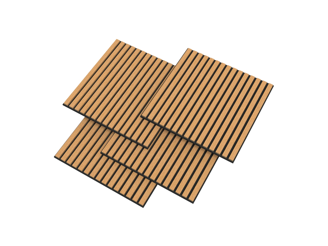 Conjunto de 4 paneles acústicos Vang 3d con láminas lineales de 1,44 m² en roble oscuro Neu.holz