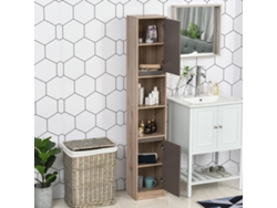 VPMKP - Armario de baño Homcom Coy Style columna almacenamiento 2 puertas estante 2 nichos, 30x24x170 cm, roble claro/gris