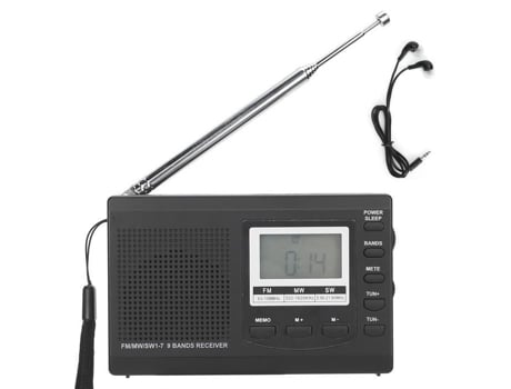 HURRISE Radio con auricular Hrd-310 Fm/Mw/Sw 3 5Mm auricular Fm estéreo Transistor Radio reproductor de vídeo de tamaño pequeño