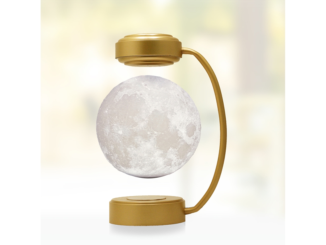 Lámpara de luna flotante, decoración romántica, regalo tecnológico con luna colorida y base dorada. Sfushos