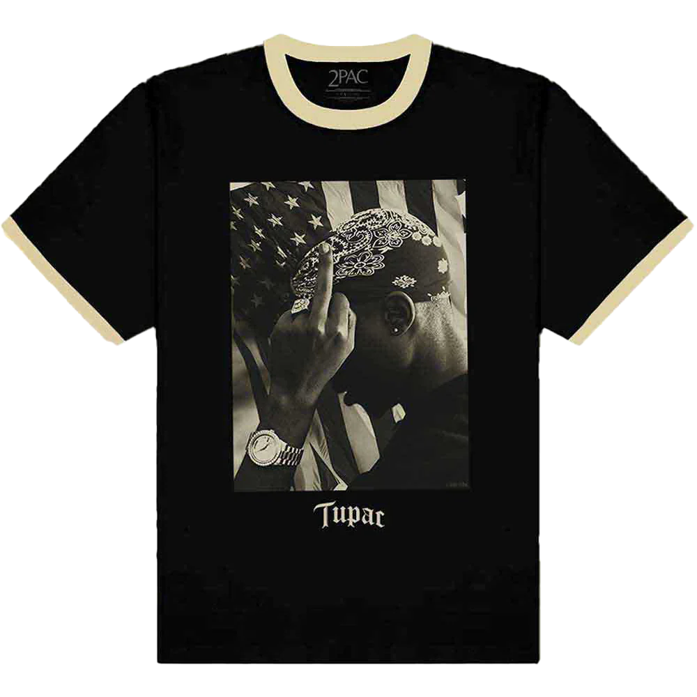 Camiseta unisex Tupac con el dedo medio Rockinstone Talla:l