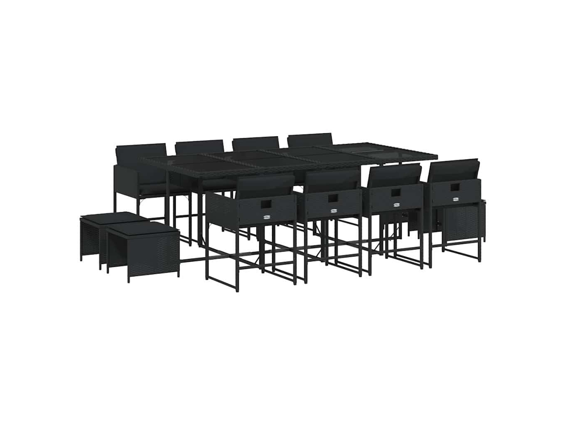 Maison Exclusive - Set Comedor De Jardín Con Cojines 13 Pzas Ratán Sintético Negro