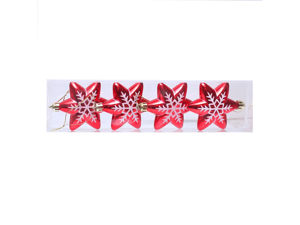 Adornos navideños, colgantes pequeños, regalos de Navidad, diseño de estrella de ocho o seis puntas Yunzii (paquete de 4)