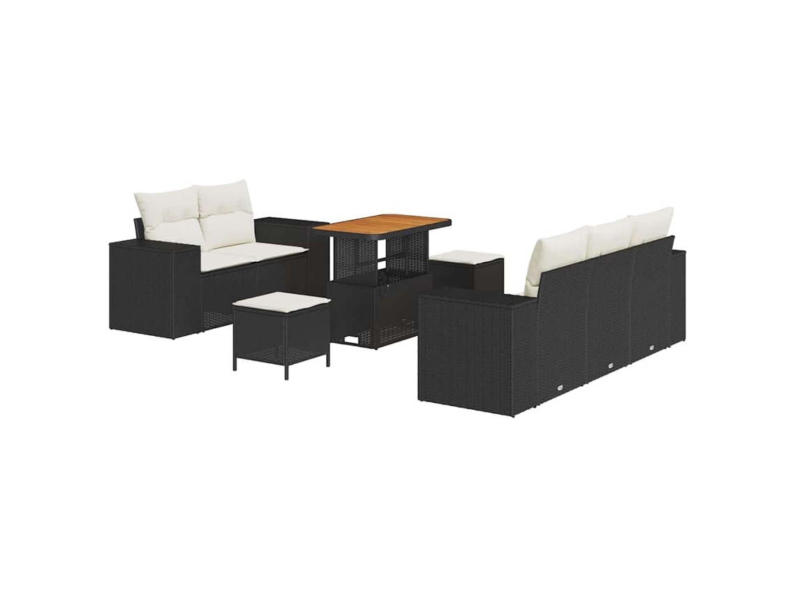 Maison Exclusive - Conjunto de sofá de jardín de 8 piezas con cojines, negro y crema.