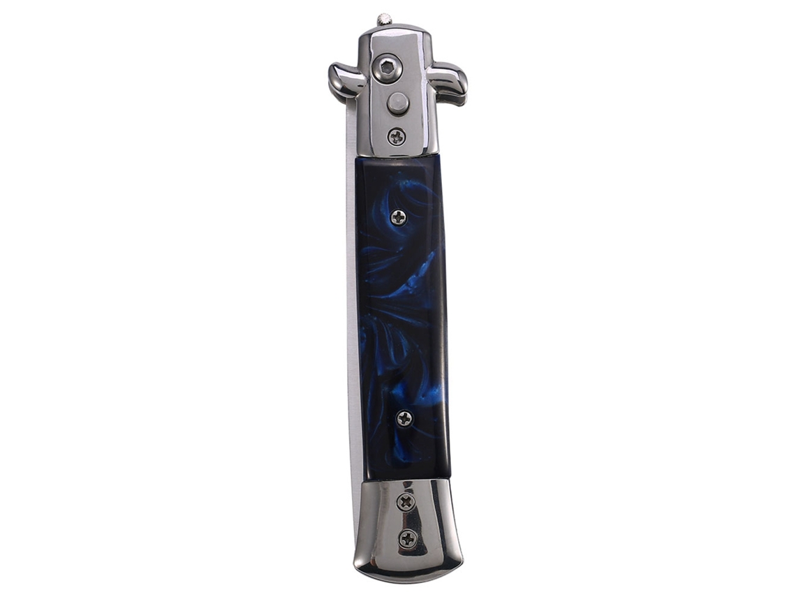 2026-canivete Plegável Switchblade Com Mola E Botão, Pente De Bolso Para Cabelo Com Óleo, Azul