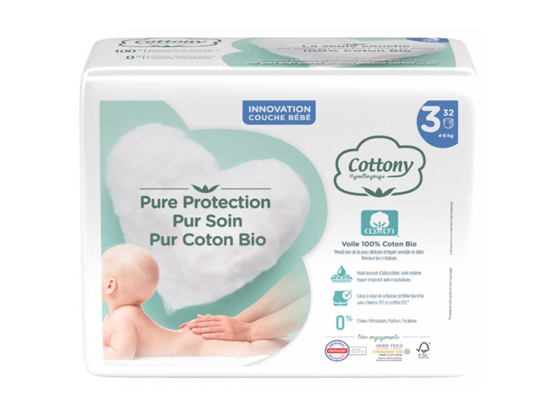 Pañal Con Algodón Bio 32 Tamaño 3 4-9 kg COTTONY