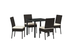 Juego de comedor de jardín de 5 piezas - Muebles de comedor de jardín de acero con recubrimiento de polvo negro HARLANV1