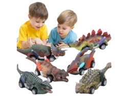 Juego De 6 Piezas De Dinosaurio Con Retroceso, Juguete Educativo Tyrannosaurus Rex, Material Abs, No Requiere Pilas.