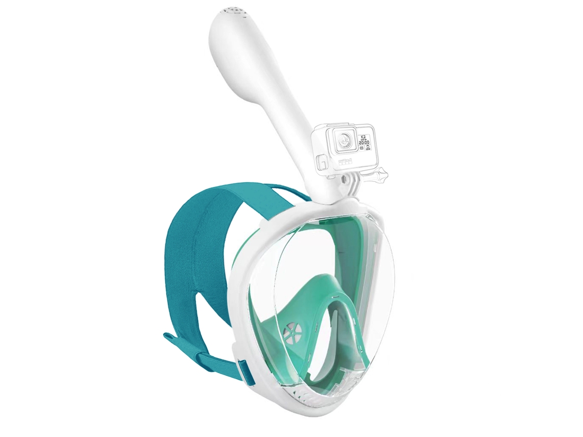 Máscara de snorkel de cara completa Siurn con sistema Dry Top y soporte para cámara L/XL Blanco y verde