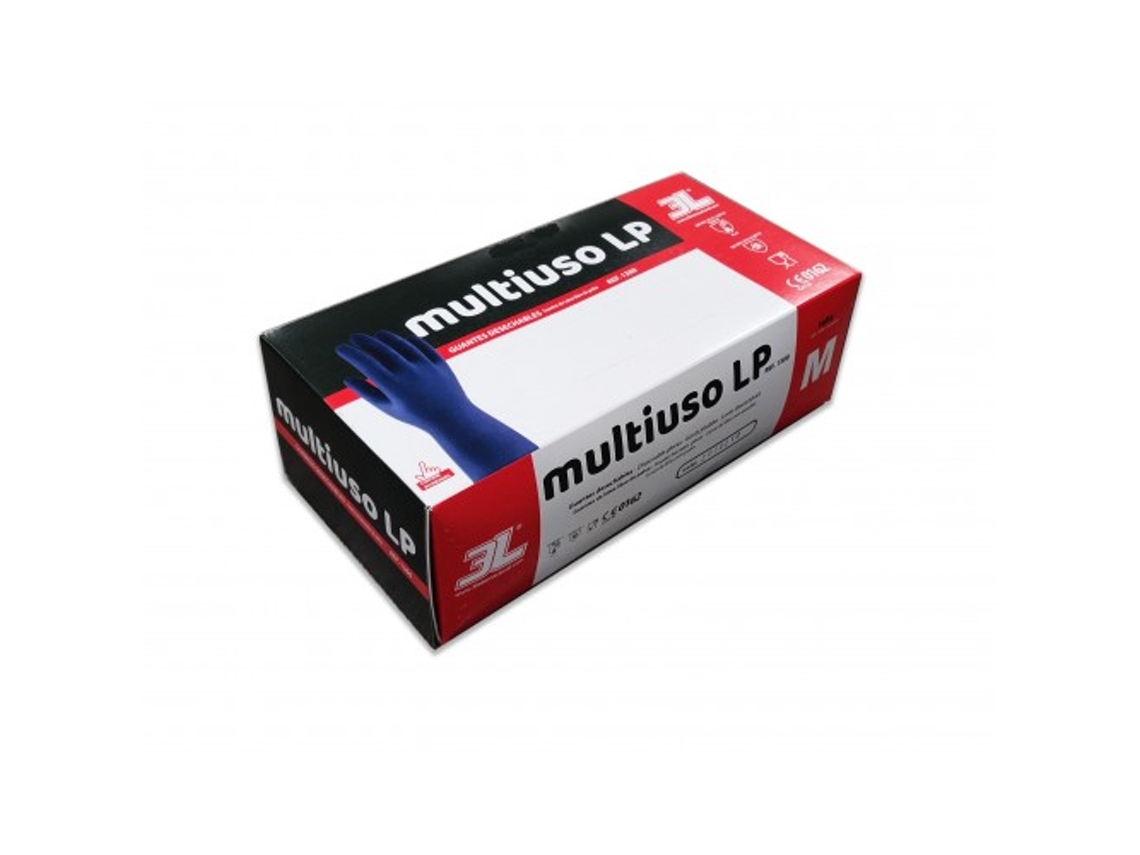 Guantes 3L INTERNACIONAL De Latex Extra Fuertes Multiuso Lp 50 Uds (Talla M)