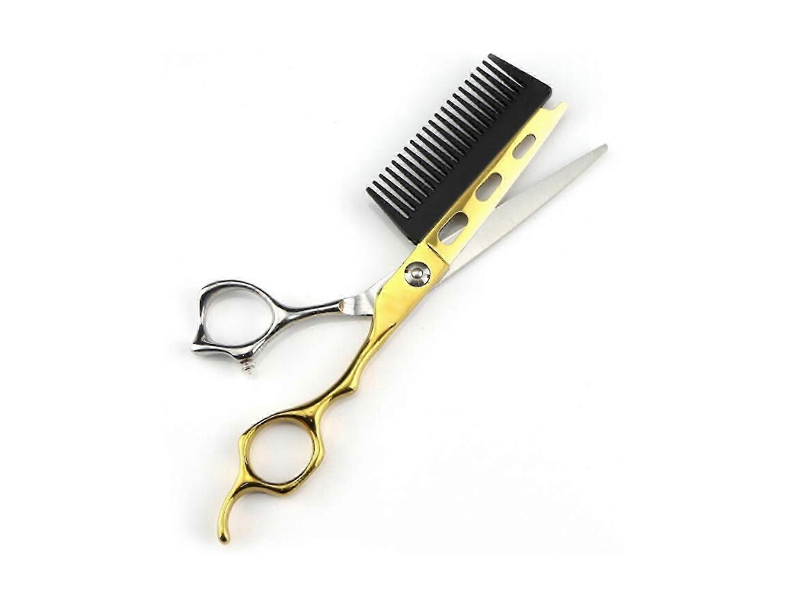 Tijeras de peluquería profesionales con peine, tijeras de corte de cabello duraderas, tijeras para dar forma con orificio dorado largo