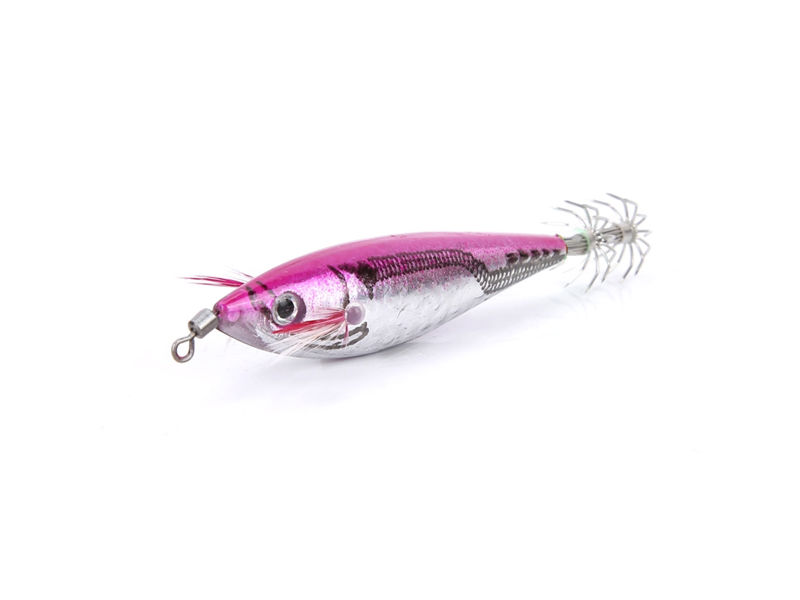 Anzuelo De Calamar De Alta Calidad De 10 Cm Con Ojos 3d Y Brillo Nocturno, Accesorio De Pesca (rojo-rosa).