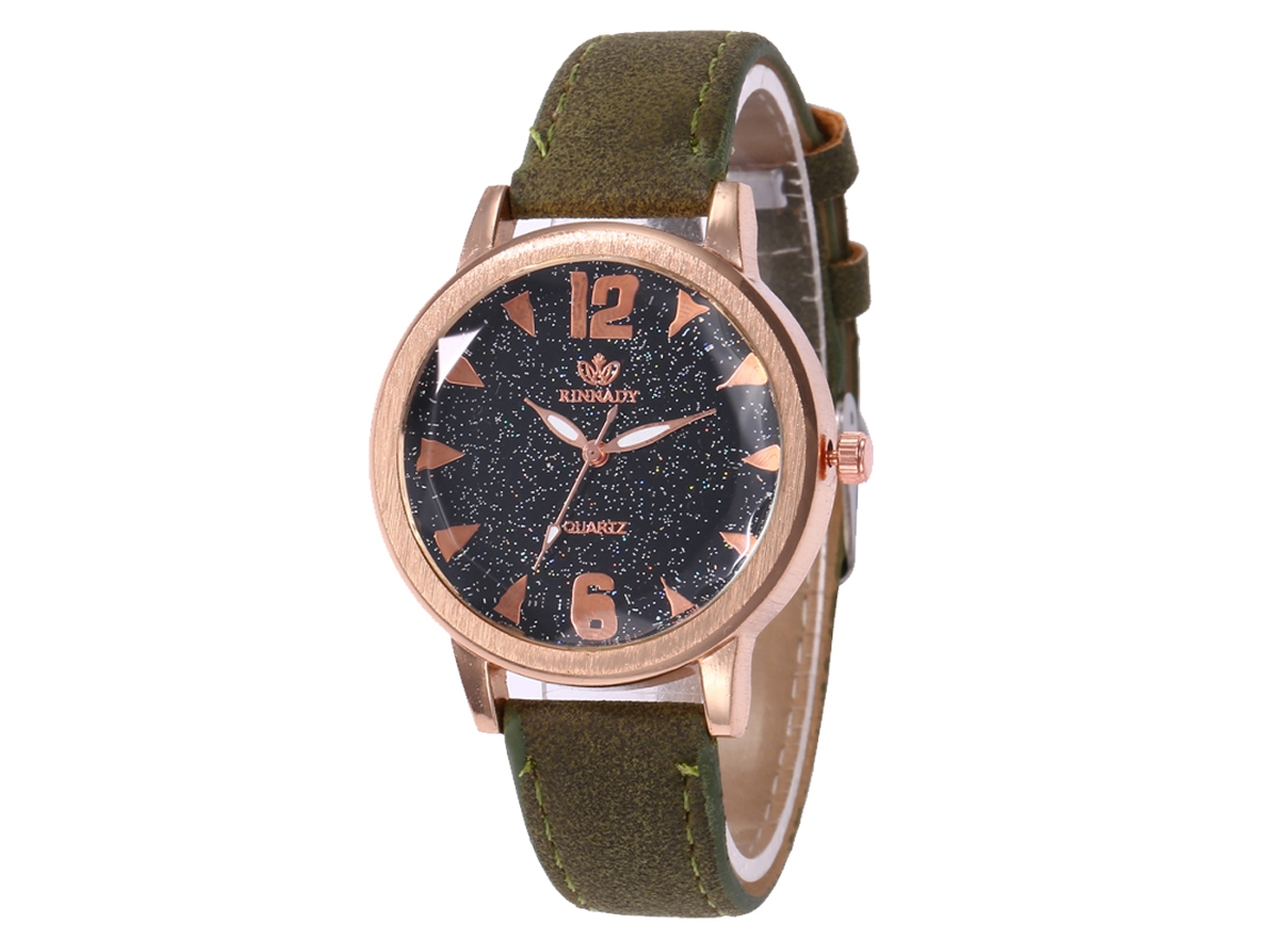 Reloj De Pulsera Analógico De Cuarzo Con Correa Pu Estilo Luxury Zhoulianfa (verde Ejército)