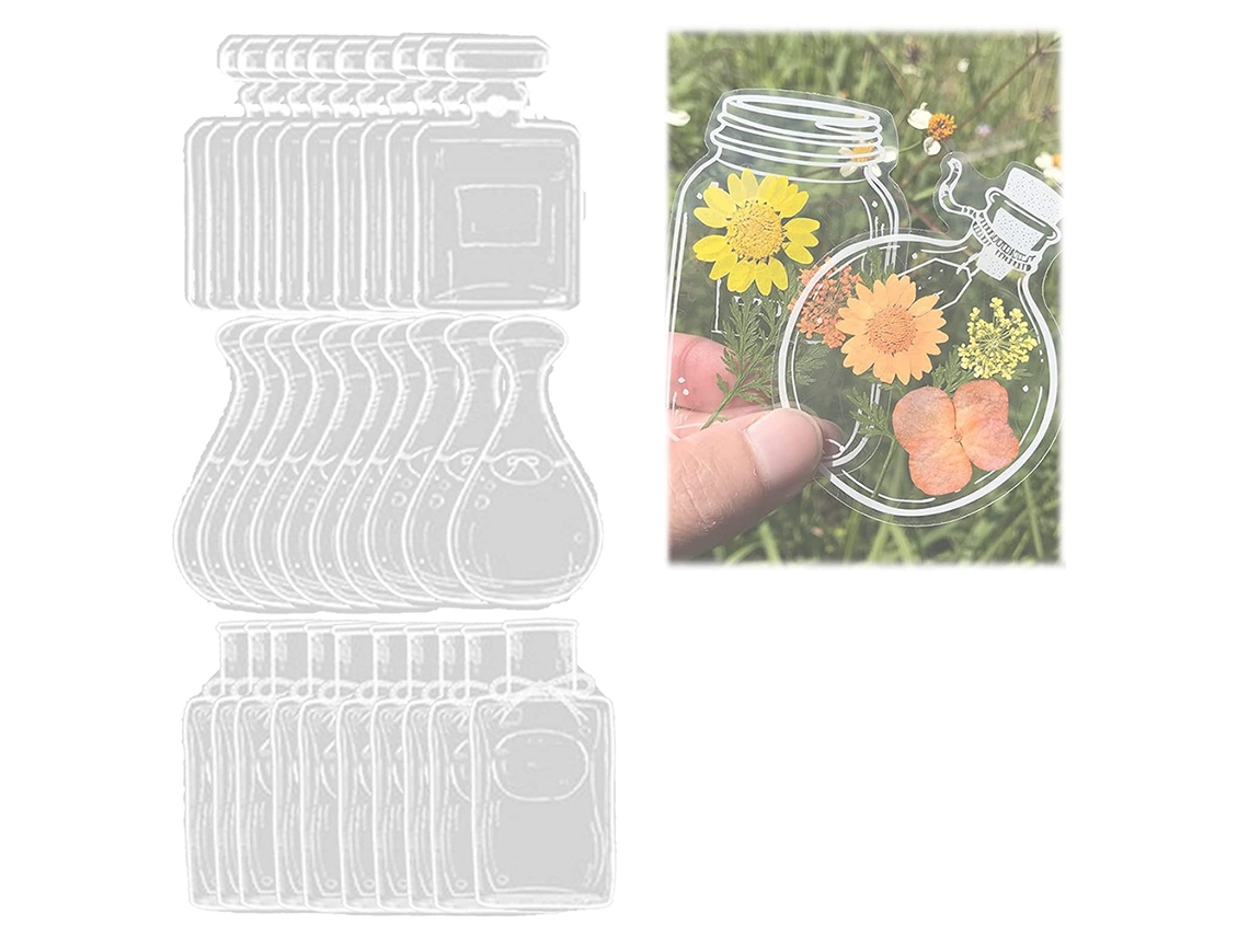 30 Marcapáginas Transparentes Con Flores Secas, Pegatinas De Vidrio Hermosas Para Libros