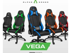 Silla Gaming ALPHA GAMER Vega (Hasta 150 kg - Elevador a Gas Clase 4 - Negro)