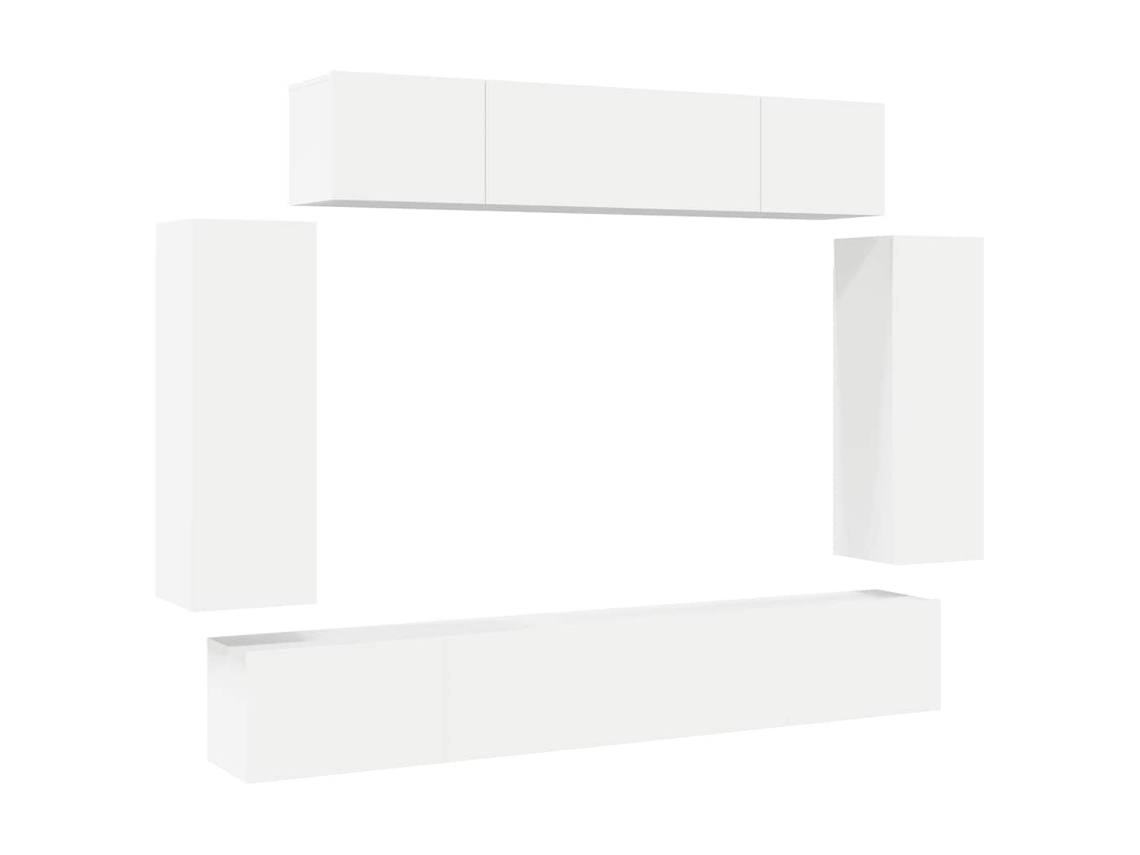 Conjunto de 6 muebles de TV de madera blanca - MAISON EXCLUSIVE
