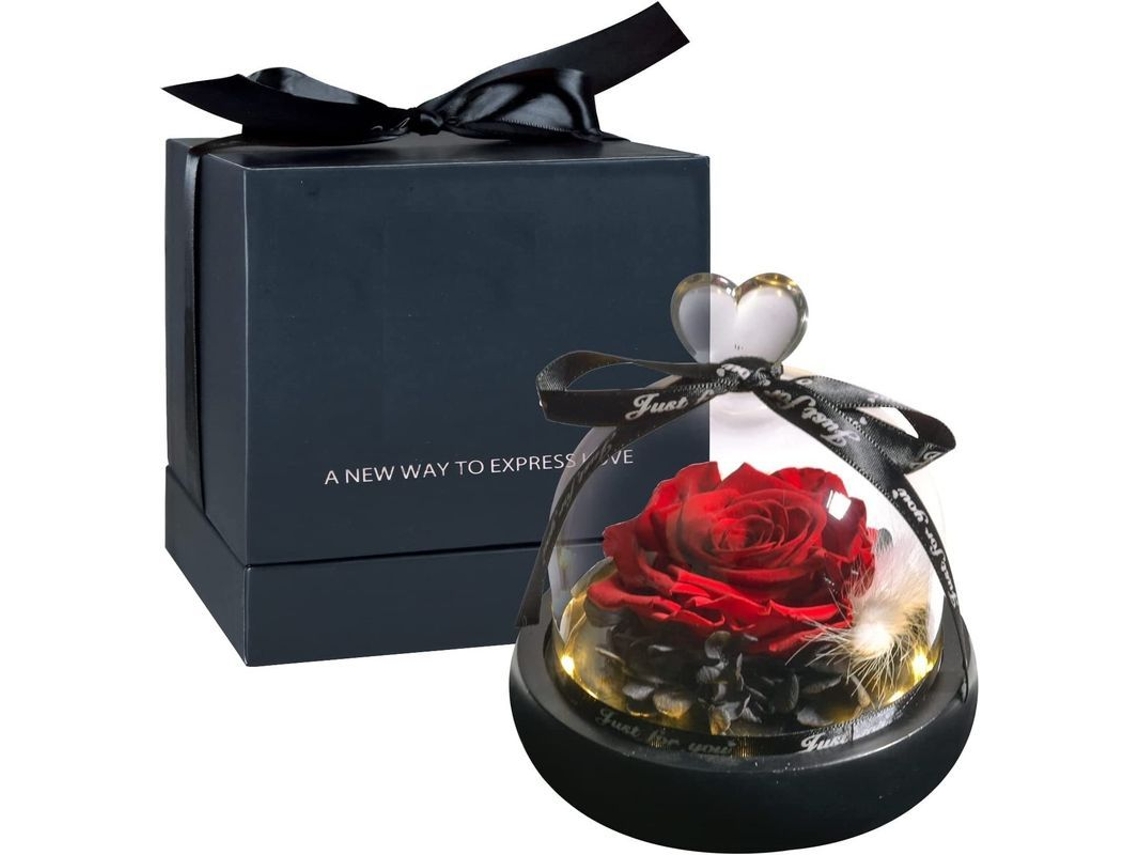 2026-regalo Eterno Para San Valentín Navidad, Rosa Preservada En Domo De Vidrio Con Luz Led