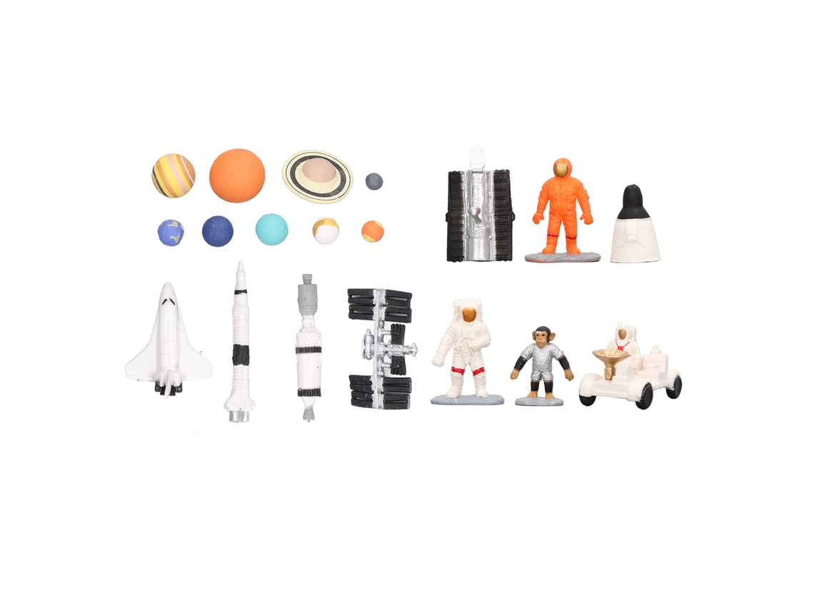 Set De Maquetas Espaciales De 19 Piezas Con Astronautas, Planetas Y Vehículo Lunar Para Niños.