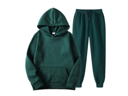 2026-conjunto De Sudadera Con Capucha De Manga Larga Para Hombre Casual De Color Sólido Wtu L Verde Oscuro