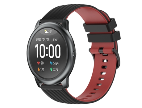 Correa de reloj inteligente para Xiaomi Haylou RT LS05S 22 mm Silicona a cuadros bicolor (Negro + Rojo)
