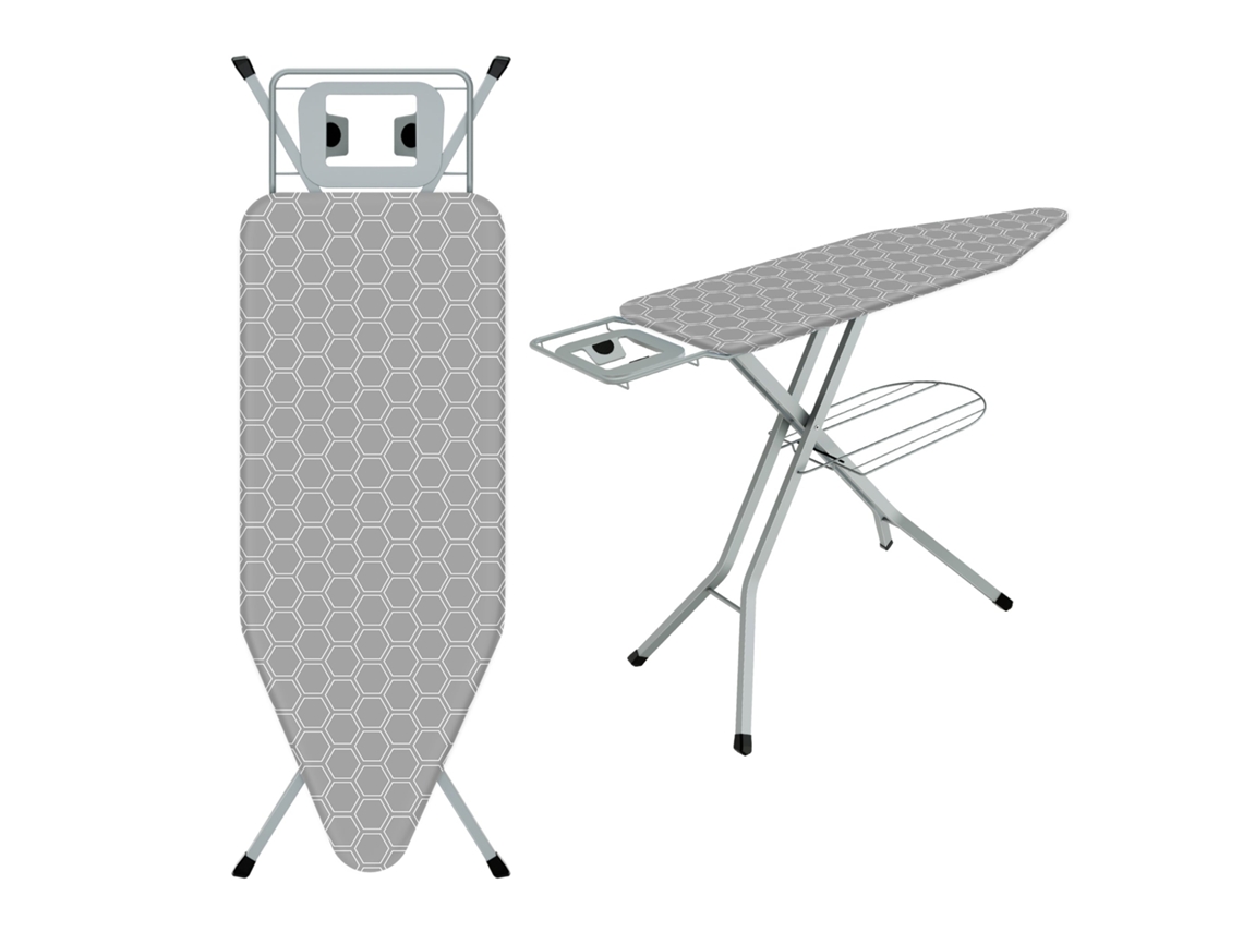 Tabla De Planchar De 120 X 45 Cm, Plegable, Con Funda De Algodón 100 %, Soporte Para Plancha Integrado Y Patas Antideslizantes (gris Con Diseño De