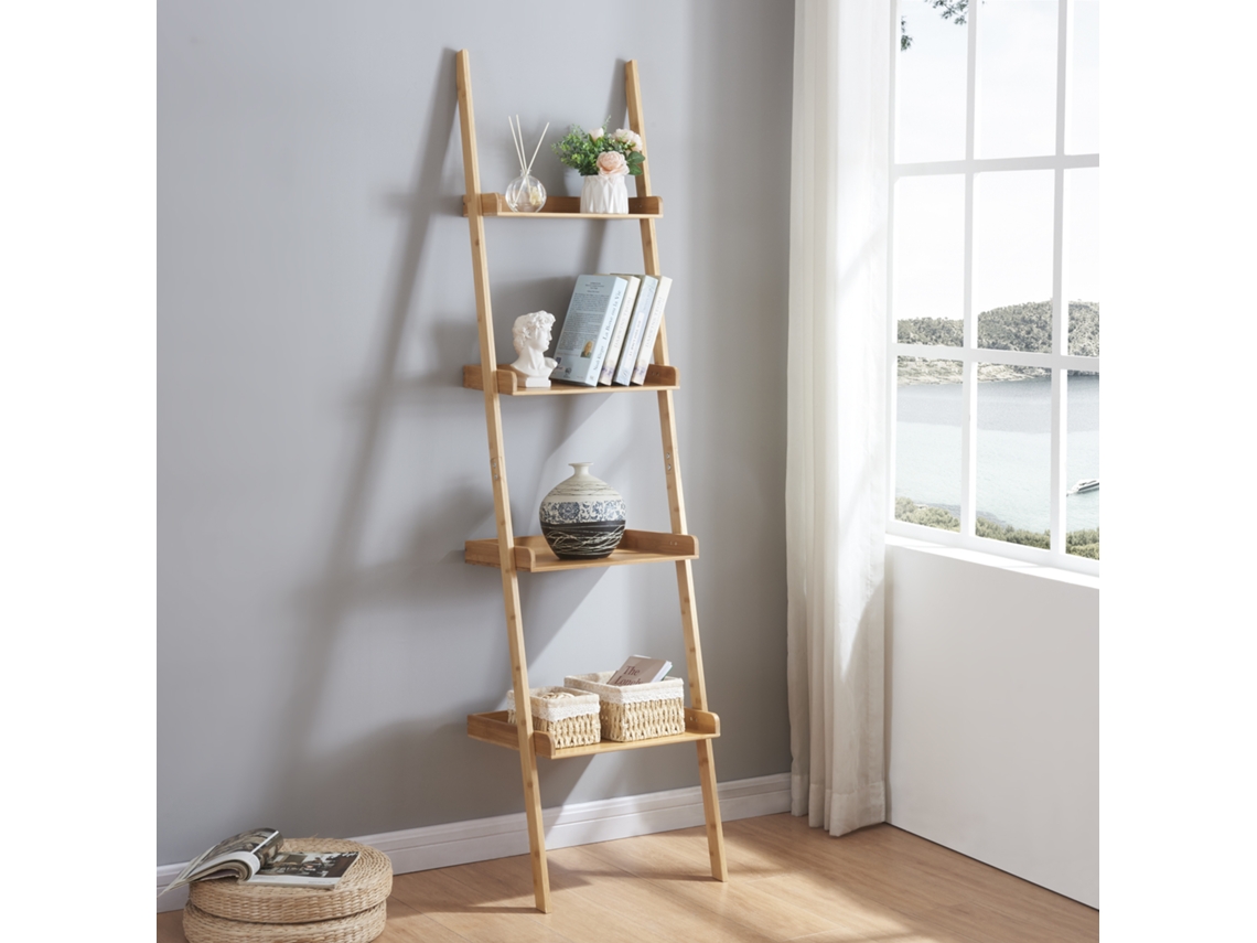 Estantería escalera Göinge de 4 niveles bambú 176 x 44 x 37 cm Natural [EN.CASA]