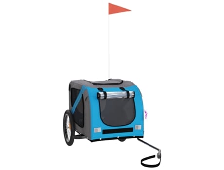 Remolque de bicicleta para perros hierro tela Oxford azul gris VIDAXL