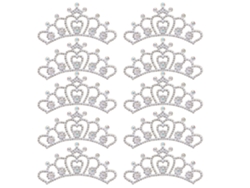 10 Parches De Corona Para Ropa Con Cristales Blancos, Decoración De Prendas, 8,8 X 4,5 Cm