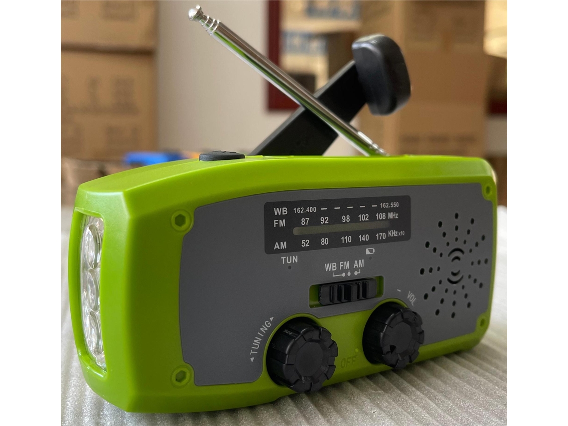 Radio Solar De Manivela De Emergencia Con Linterna Led 2000 Mah Radio Meteorológica Portátil Am/Fm Para Uso En Exteriores/Verde DIGITALLAB