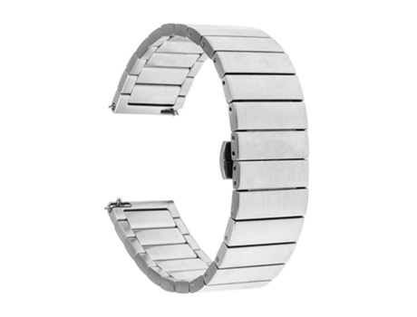 Correa de reloj de acero con hebilla de mariposa y cuenta de 18 mm para reloj inteligente Samsung (plateado)