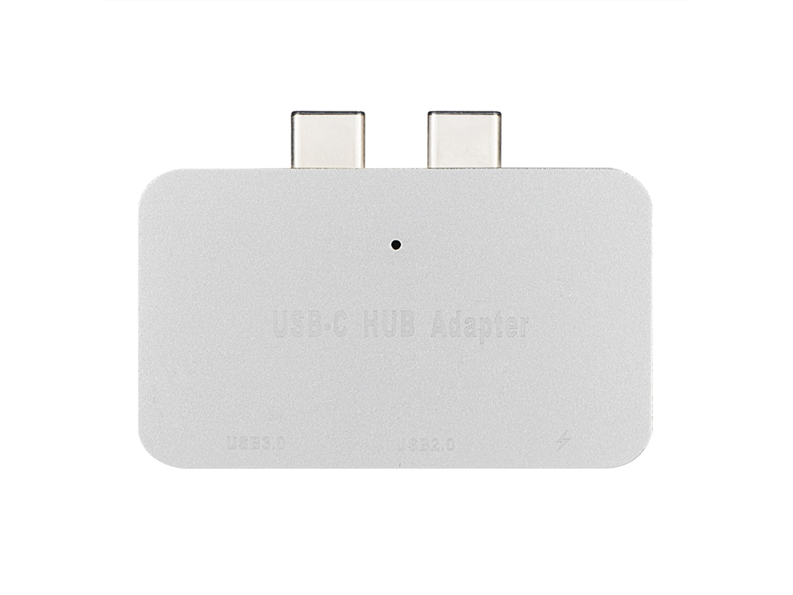 Base de conexión EOOCOO Splitter Hub con doble puerto USB-C, carga y transferencia de datos.