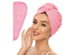 Toalla Absorbente Para Secar El Cabello, Color Rosa Oscuro, 9,8 X 25,5 Pulgadas, Para Mujer, Con Botones.