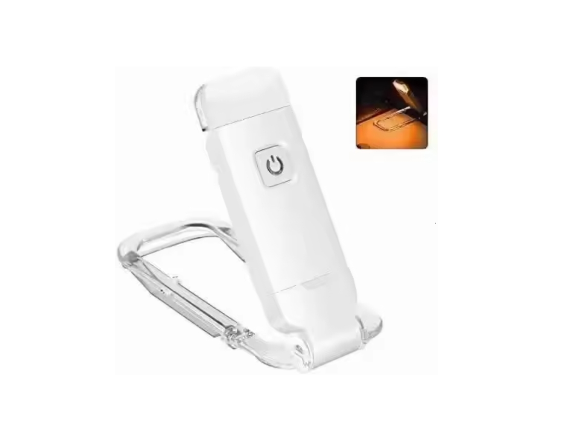 Luz De Lectura Portátil Recargable Con Clip Flexible, 3 Niveles De Brillo Y Marcapáginas.