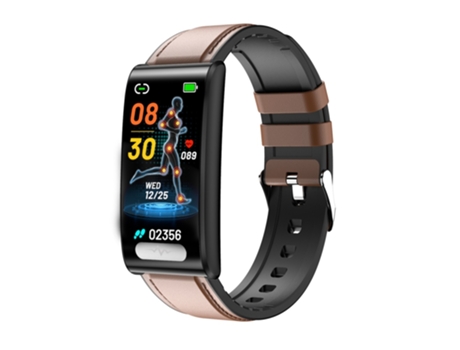 Smartwatch TK70 con correa de cuero con pantalla a color de 1,47", frecuencia cardíaca/presión arterial/oxígeno de soporte