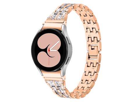 Correa de metal 5 cuentas 2 filas diamantes de imitación brillantes para Samsung Galaxy Watch4 Active 40mm/44mm/Watch4 Classic 42mm/46mm - oro rosa...
